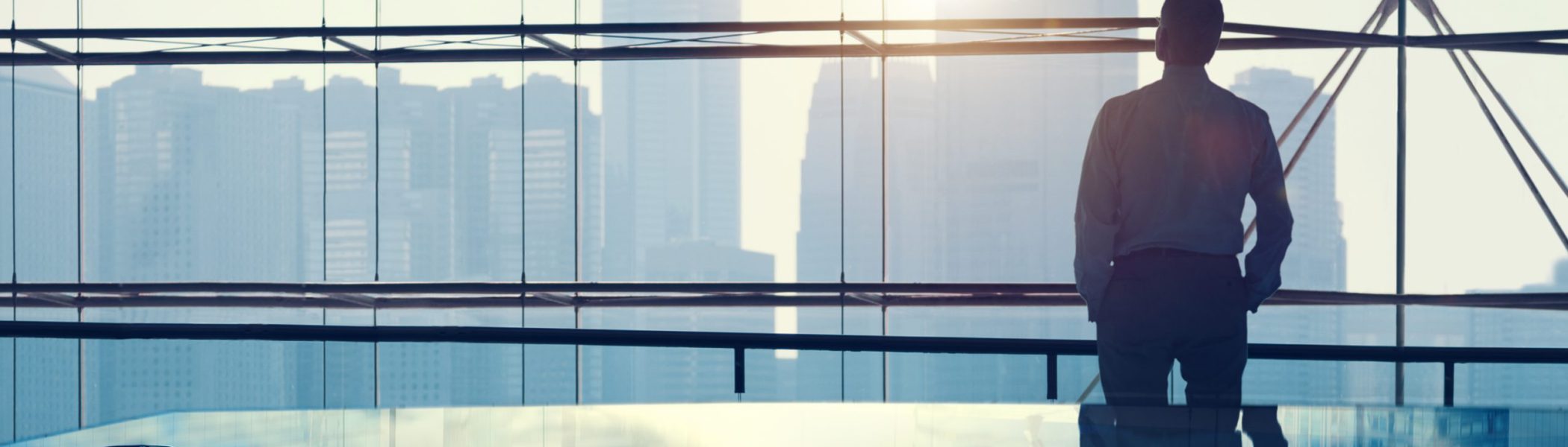 Businessman in a big office